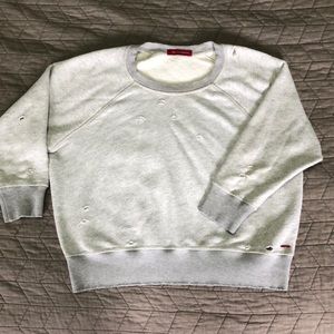 Cropped torn sweatshirt